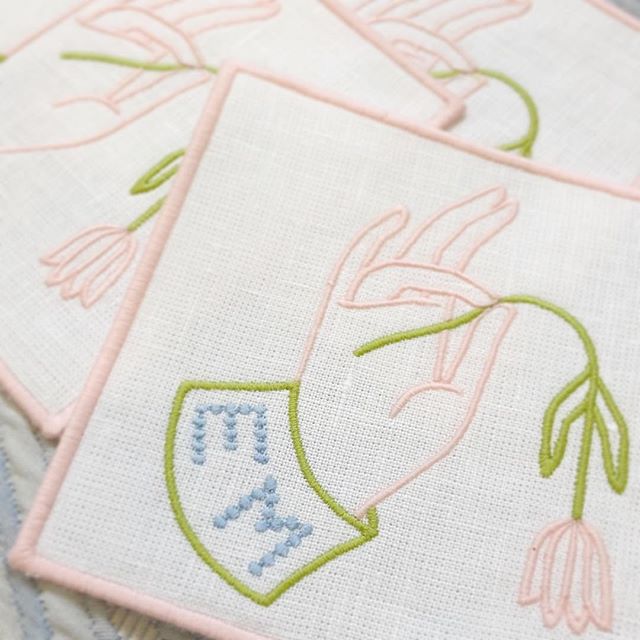 Give us a hand! Our Lady Slipper monogram is sure to delight! #theloveliest #monogrammedcocktailnapkins #christmasgifts
