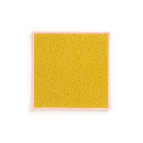 Linen Cocktail Napkin with Embroidered Edge, Citrus