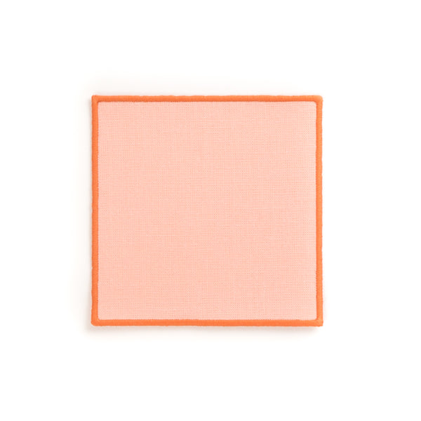 Linen Cocktail Napkin with Embroidered Edge, Peach