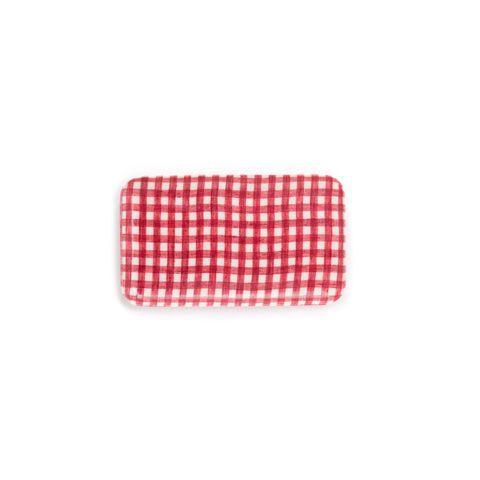 Small Linen Coating Tray, Red Gingham